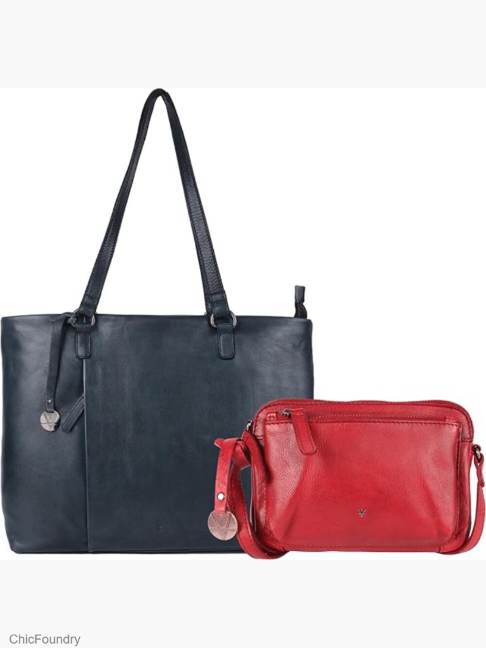 Genuine Italian Leather Tote Crossbody Satchel Set - 3 Bags Versatile